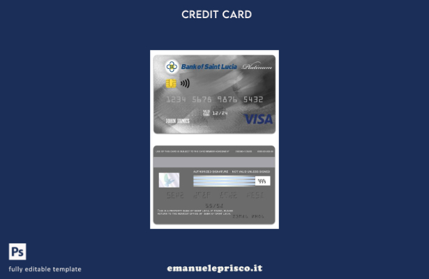 stile verificato Modello di carta platino visto della Banca di Santa Lucia